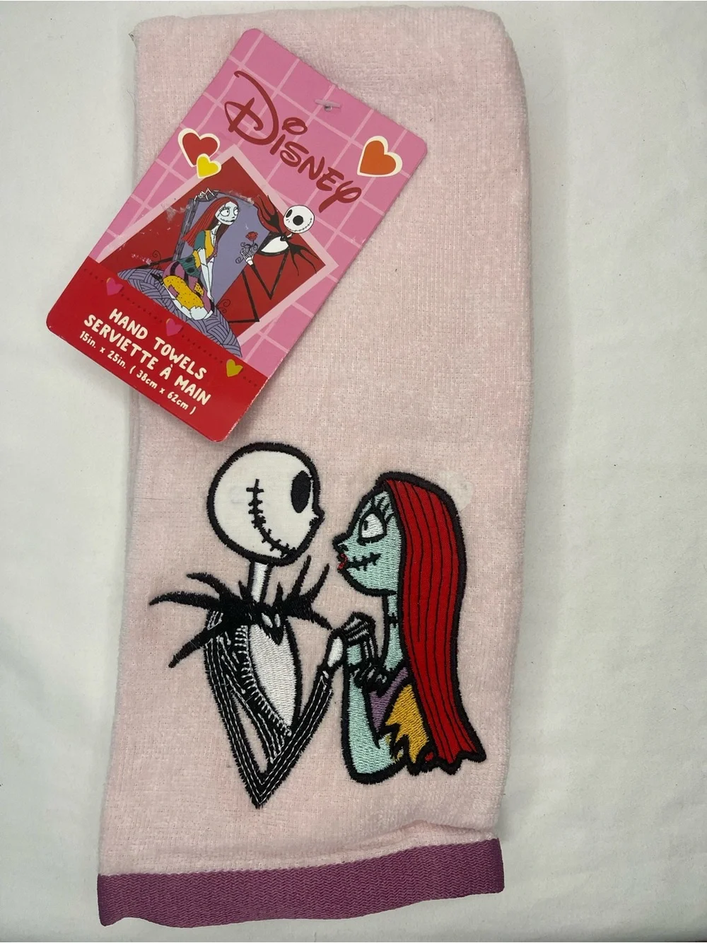 Disney Pink Jack Skellington & Sally Hand Towel